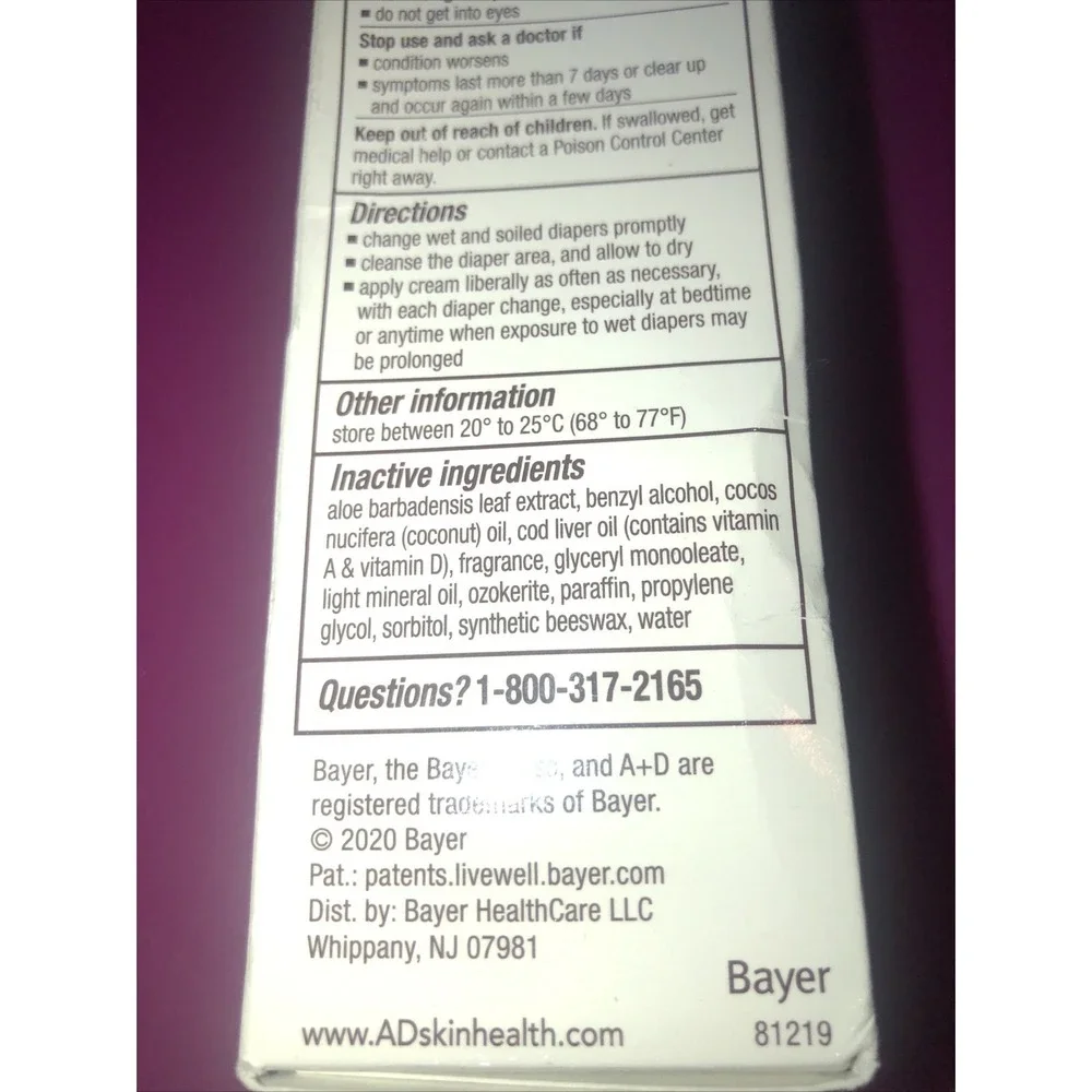A+D Diaper Rash Cream with Dimethicone + Zinc Oxide 4oz Exp 6/2026*